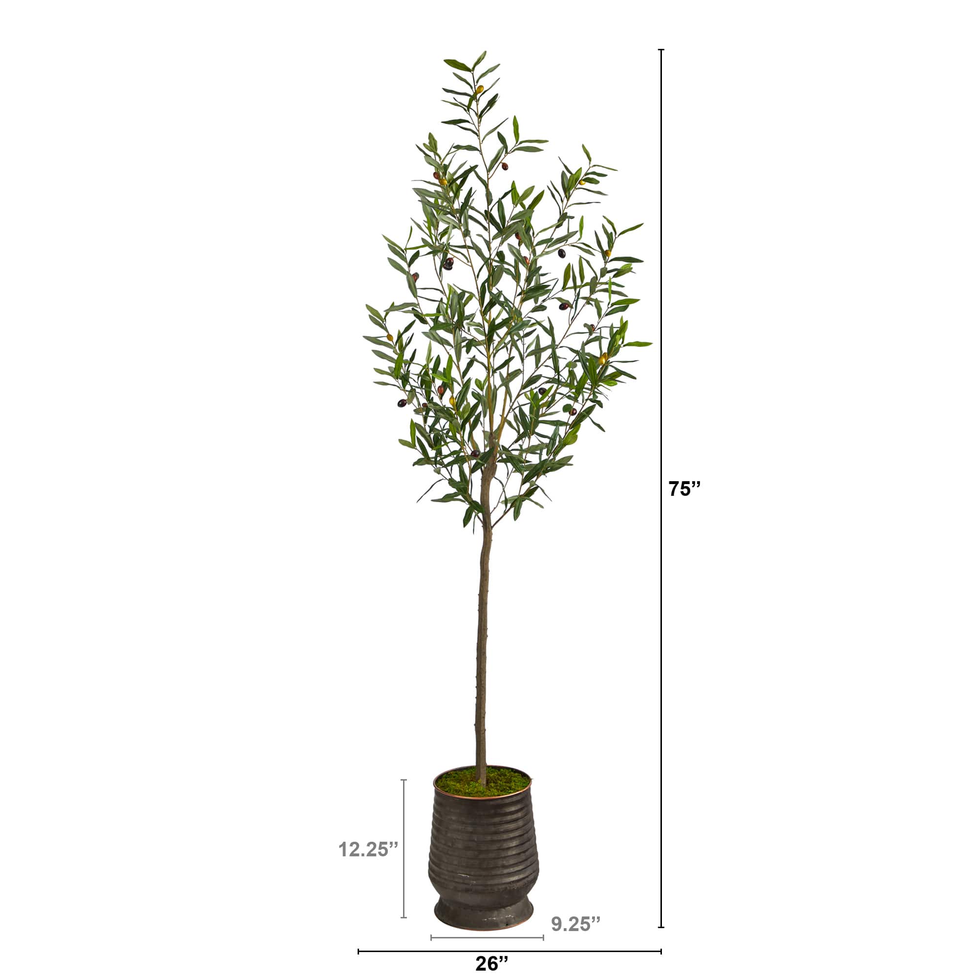 6ft. Olive Artificial Tree in Ribbed Metal Planter